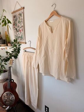 Coofandy - Medium - Men’s Cream Lightweight Two-Piece